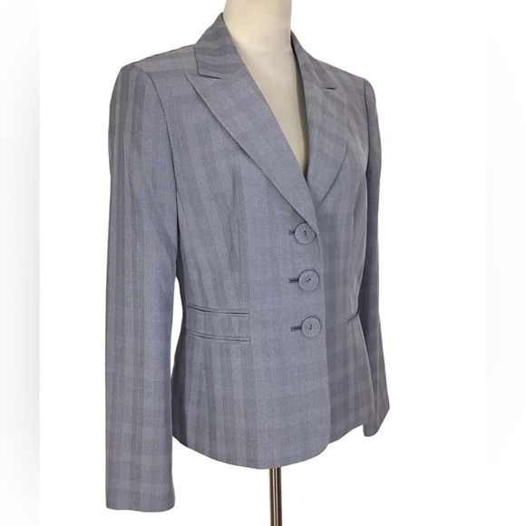 Evan Picone Blue Gray Plaid Blazer Size 10 - Picture 3 of 7
